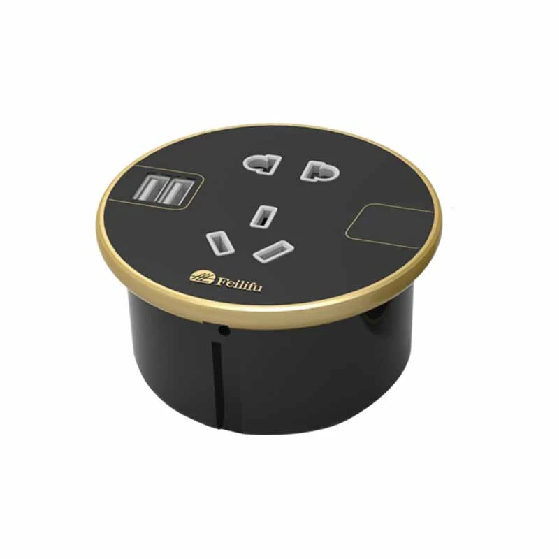 Embedded Round Desktop Power Grommet සමග 2Usb Charger Port